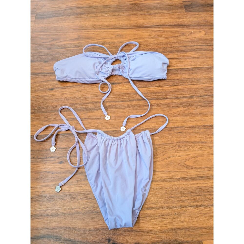 Dippin’ Daisy’s Bikini Size Small Lavender Tie Bandeau High Cut Cheeky Swim